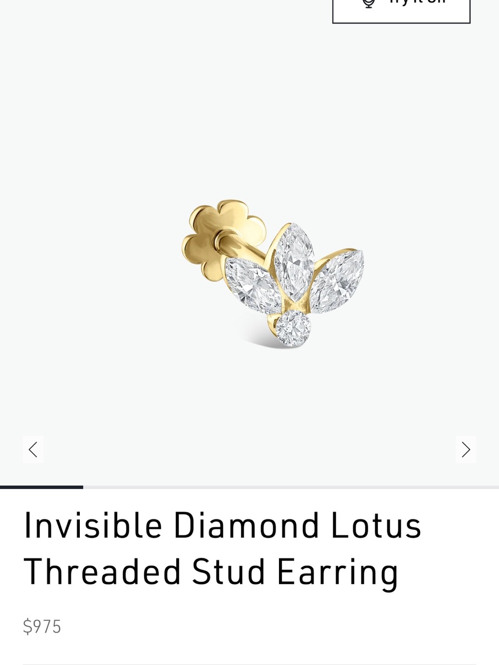 NEW Maria Tash Invisible Diamond Lotus Threaded Stud Earring (3mm)